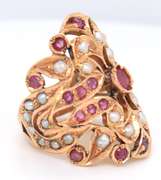 Wonderful Yellow Gold Indian Style Ruby and Diamond Wide Ring