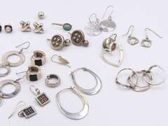 Group Lot of Vintage 925 Sterling Silver Earrings