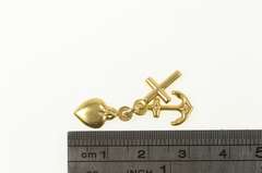 18K Yellow Gold Heart Cross Anchor Love Faith Symbol Charm/Pendant