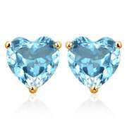 2.00CT BLUE TOPAZ 10KT GOLD HEART SHAPE STUDS