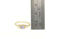14K Yellow Gold 0.40 Ctw Tanzanite Diamond Three Engagement Ring