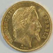 Lustrous BU 1866-BB France Napoleon III 20 Francs Gold