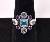 Multi-gem Sterling Silver Ring