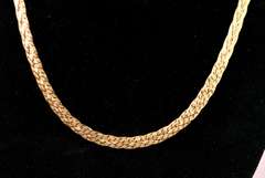 Intricate Braided Herringbone Chain in 14K Yellow Gold