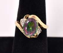 Marvelous Mystic Topaz and Diamond Ring in Yellow Gold