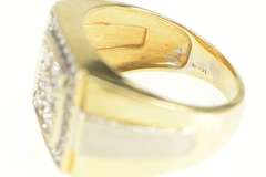 14K Yellow Gold 1.25 Ctw Men's Diamond Squared Halo Cluster Ring