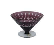 Ajka Hungary Crystal Amethyst Cut to Clear 24 PbO Crystal Footed Bowl, Different Patterns, Inverted Bell Waterford Quality