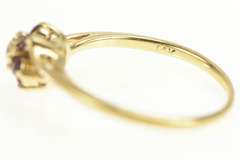 14K Yellow Gold Diamond Ruby Halo Flower Cluster Promise Ring