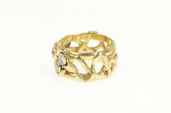 14K Yellow Gold Diamond & Cubic Zirconia Artisan Vine Band Ring