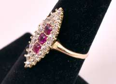 Amazing Ruby and Diamond Ring in 14K Yellow Gold