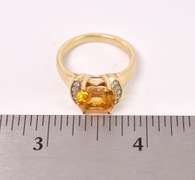 Elegant Citrine and Diamond Ring in 14K Yellow Gold