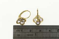 14K Yellow Gold Tanzanite Flower Cluster Ornate Lever Back Earrings