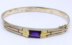 Vintage 925 Sterling Silver Signed Cubic Zirconia Cuff Bangle