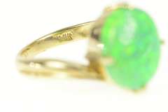 14K Yellow Gold Oval Vibrante Green Syn. Opal Bypass Ring