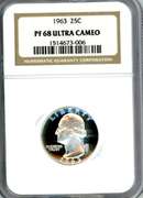 1963 Washington Quarter in NGC PR68 Ultra Cameo