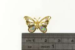 18K Yellow Gold Natural Opal Inlay Diamond Butterfly Statement Pendant