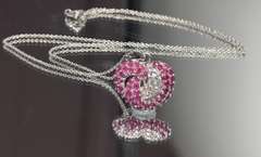 Rare Natural Ruby & Natural White Sapphire Heart Pendant