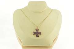 14K Rose Gold 1.41 Ctw Pink Sapphire Maltese Cross Pendant