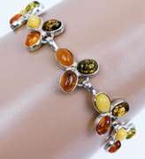 Sterling Amber Cabochon Cross & Bracelet