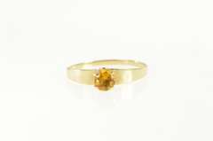 10K Yellow Gold Round Citrine Solitaire Retro Statement Ring