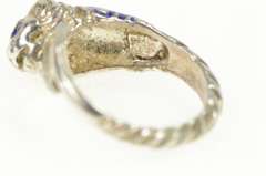 Sterling Silver Blue Enamel 3D Tiger Lion Ornate Wrap Ring