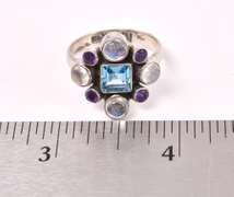Multi-gem Sterling Silver Ring
