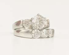 Beautiful White Sapphire 2-Piece Wedding Set- Ring and Band! 5.5+ CTW