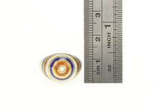 18K Yellow Gold Red White Blue Enamel Target Domed Circle Ring