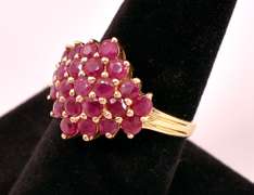 Beautiful Ruby Cluster Ring in 14K Yellow Gold