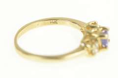 14K Yellow Gold 0.40 Ctw Tanzanite Diamond Three Engagement Ring