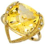 7.09CT TW (9 PCS) CITRINE 10K YELLOW GOLD RING