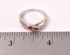 Darling Ruby Heart and Diamond Ring in White Gold