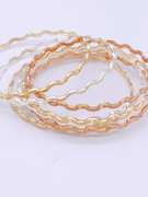 18kt Gold Plated Bangle Bracelet Semanario Set of 7 !!