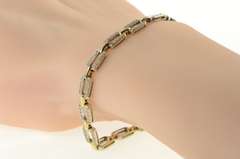 14K Yellow Gold 0.75 Ctw Diamond Chain Link Squared Tennis Bracelet