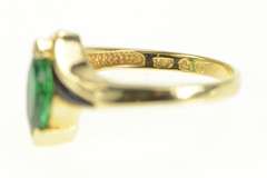 14K Yellow Gold Marquise Syn. Emerald Onyx Diamond Statement Ring