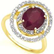 3.3 CARAT TW (19 PCS) GENUINE RUBY & GENUINE DIAMOND 10K SOLID YELLOW G