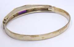 Vintage 925 Sterling Silver Signed Cubic Zirconia Cuff Bangle