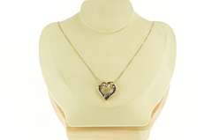 14K Yellow Gold Princess Sapphire Diamond Classic Heart Pendant