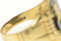 10K Yellow Gold H Monogram Black Onyx Diamond Accent Ring