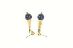 Gold Filled 1960's Lapis Lazuli Sphere Curved Dangle Earrings