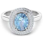 14 Kt White Gold Aquamarine Diamond Ring