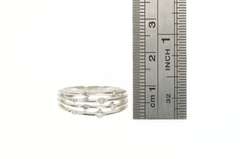 10K White Gold 0.22 Ctw Scattered Diamond Layered Band Ring