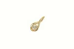 14K Yellow Gold 0.14 Ct Diamond Solitaire Twist Statement Pendant