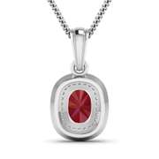 Pretty 14 Kt White Gold Ruby Diamond Pendant