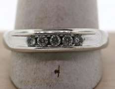 Contemporary Geometric 14k White Gold Channel Set Diamond Ring