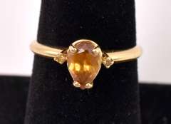Tasteful Golden Topaz and Yellow Diamond Ring in 14k Yellow Gold