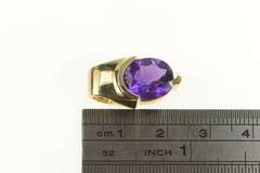 14K Yellow Gold Oval Amethyst Faceted Statement Pendant