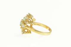 14K Yellow Gold Victorian Style Opal Diamond Flower Cluster Ring
