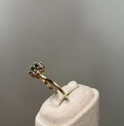 14kt Solid Yellow Gold, Emerald, and Diamond Ring