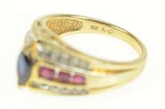 10K Yellow Gold 1.90 Ctw Sapphire Ruby Diamond Engagement Ring